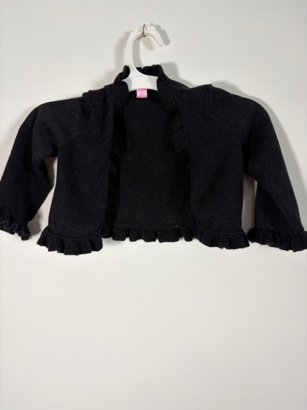 Lilly Pulitzer Black Shimmer Ruffle Cardigan Size S (4–5) Open Front Sweater - Picture 2 of 7
